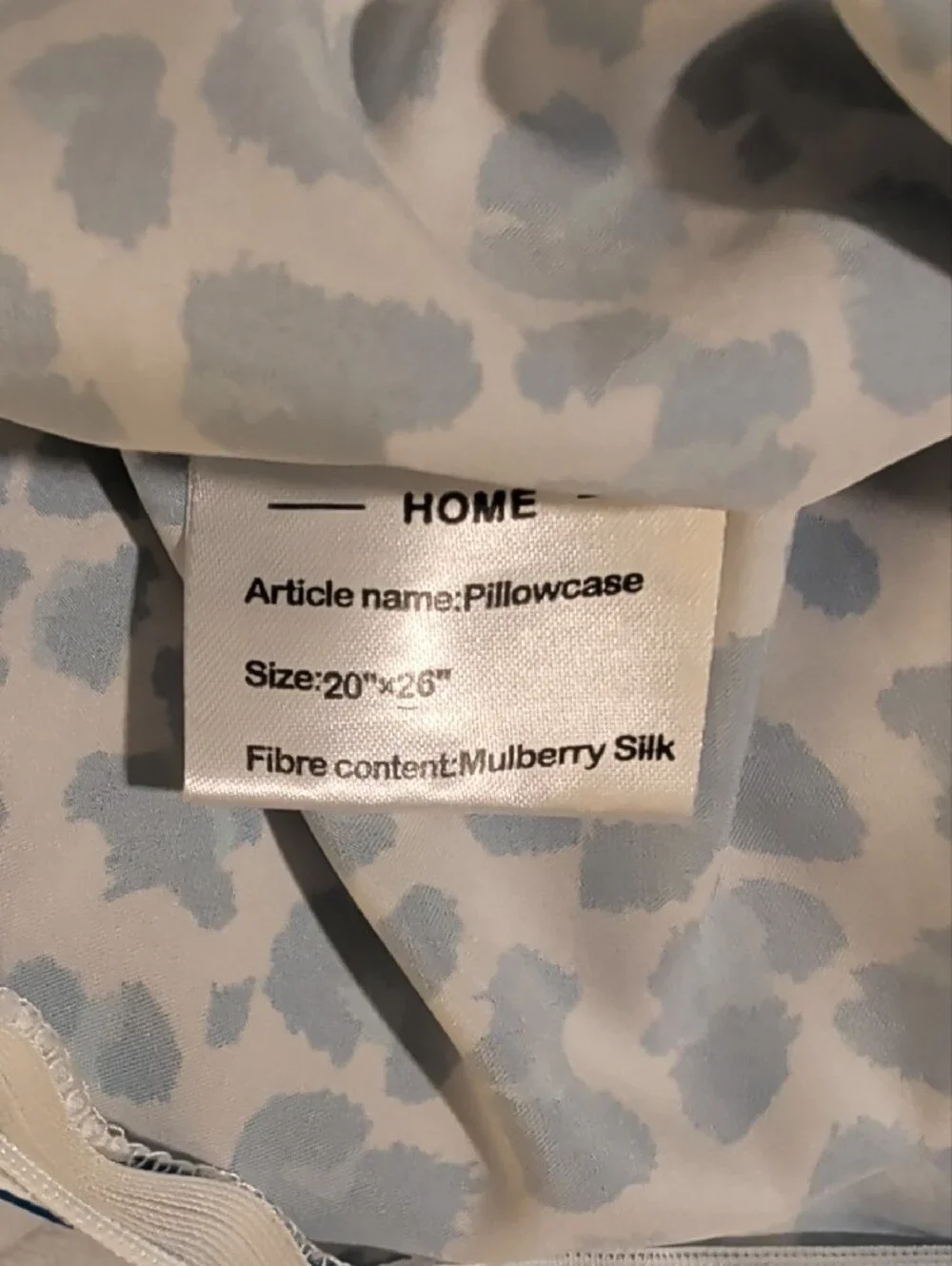 Mulberry Silk Blue and White Leopard Print Pillow Sham